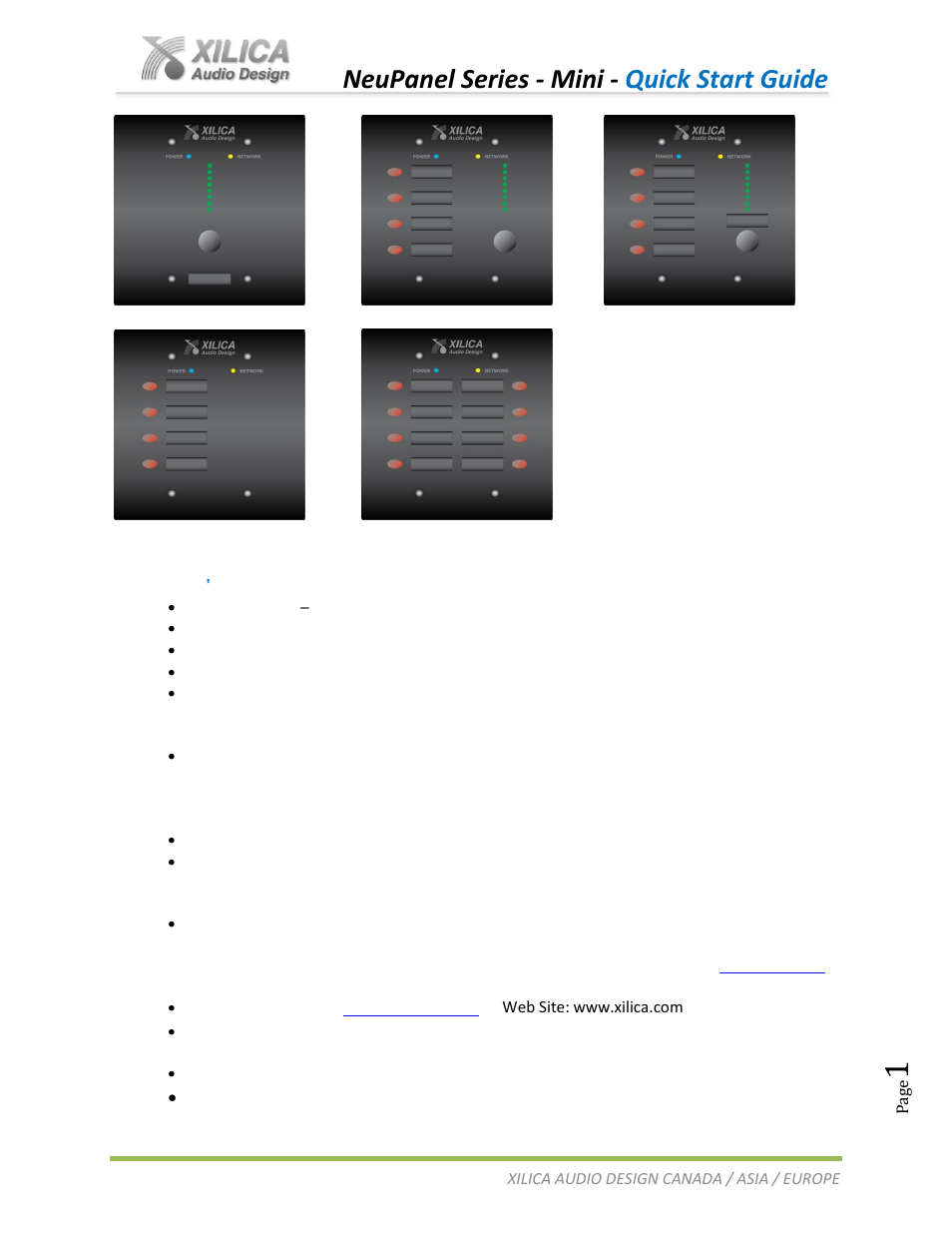 Xilica NeuPanel Series User Manual | 20 pages