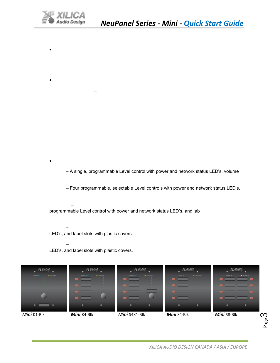 Neupanel series - mini - quick start guide | Xilica NeuPanel Series User Manual | Page 3 / 20