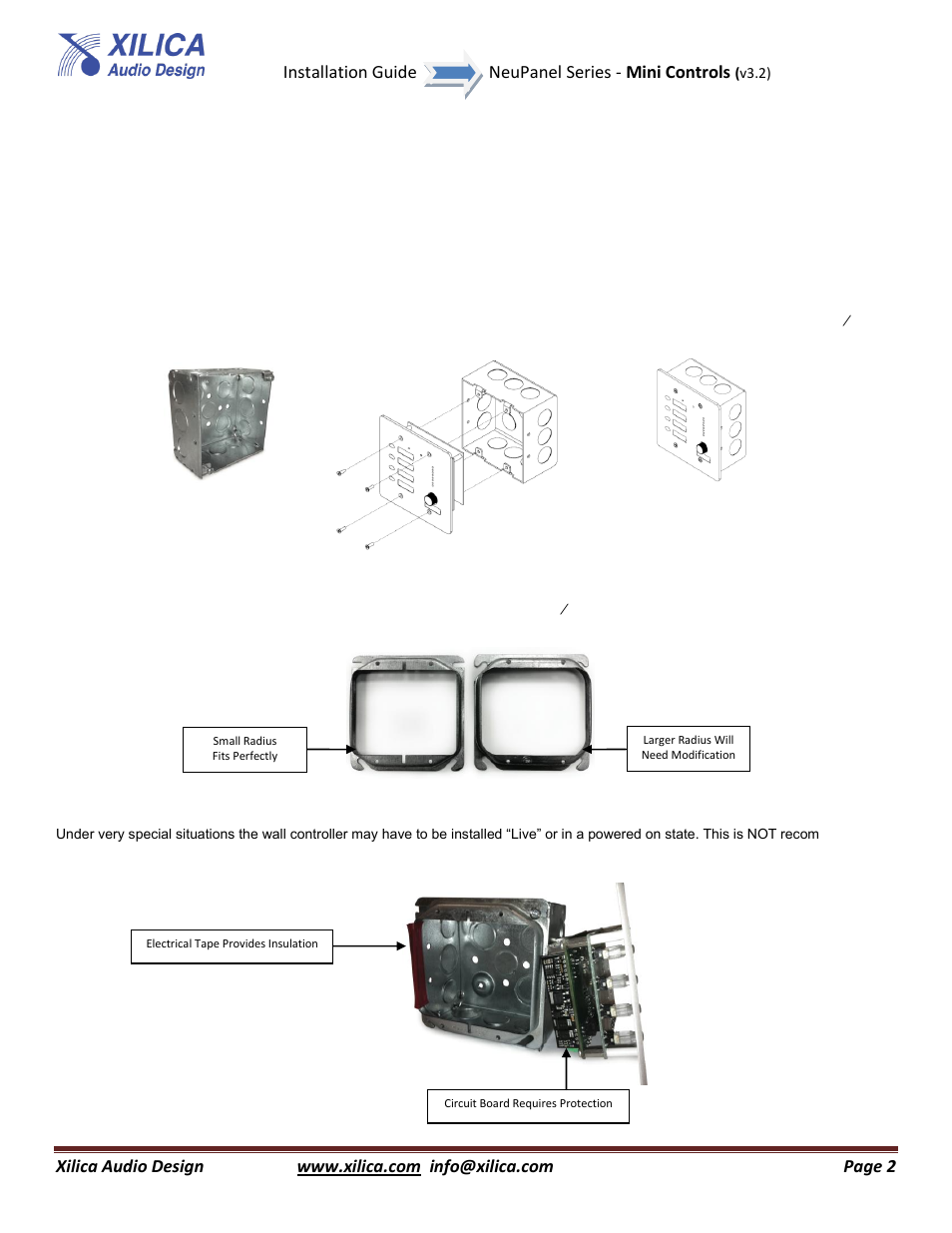 Installation guide neupanel series - mini controls, Flush wall mount | Xilica NeuPanel Series User Manual | Page 2 / 4