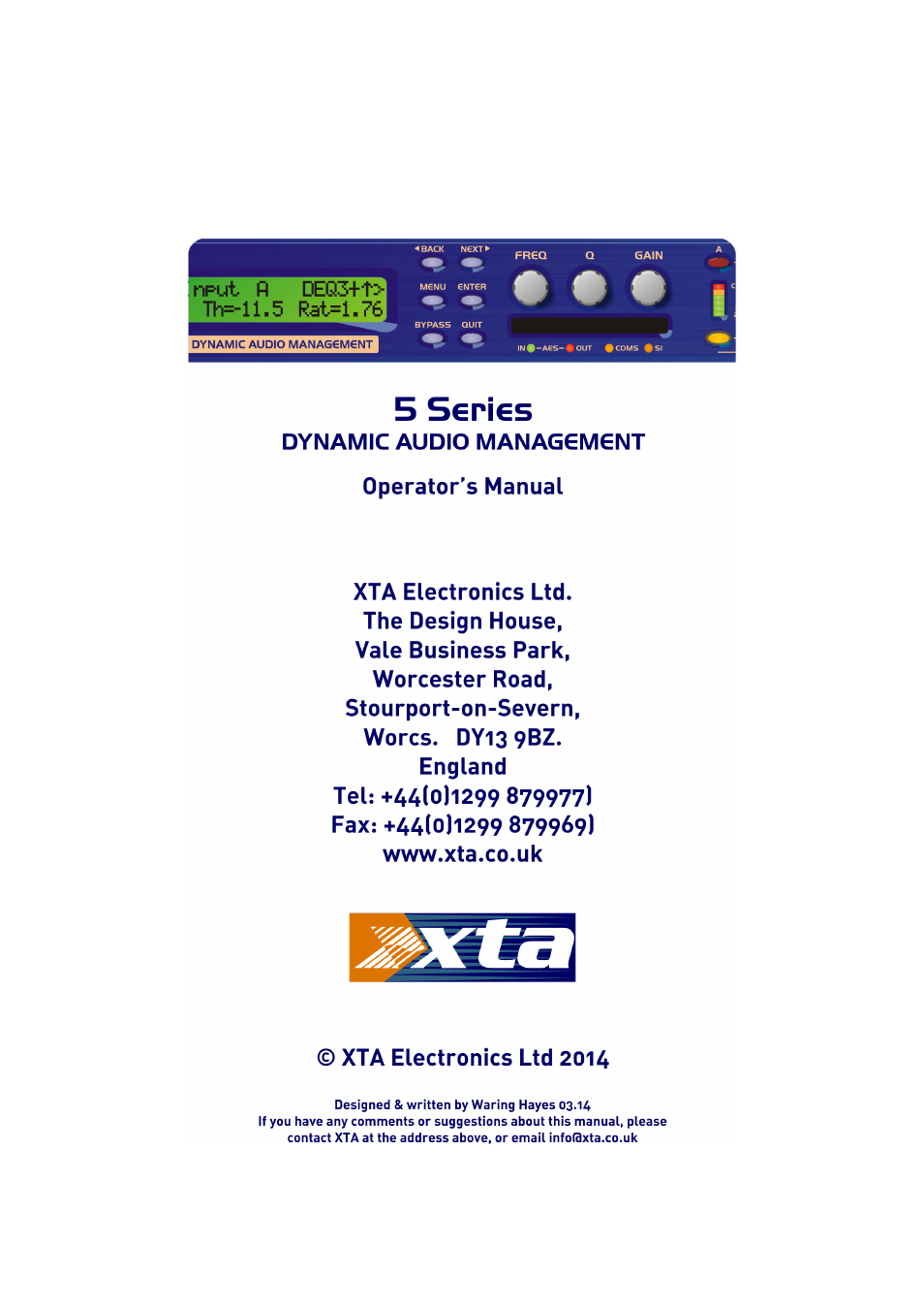 XTA 5 Series User Manual | 66 pages