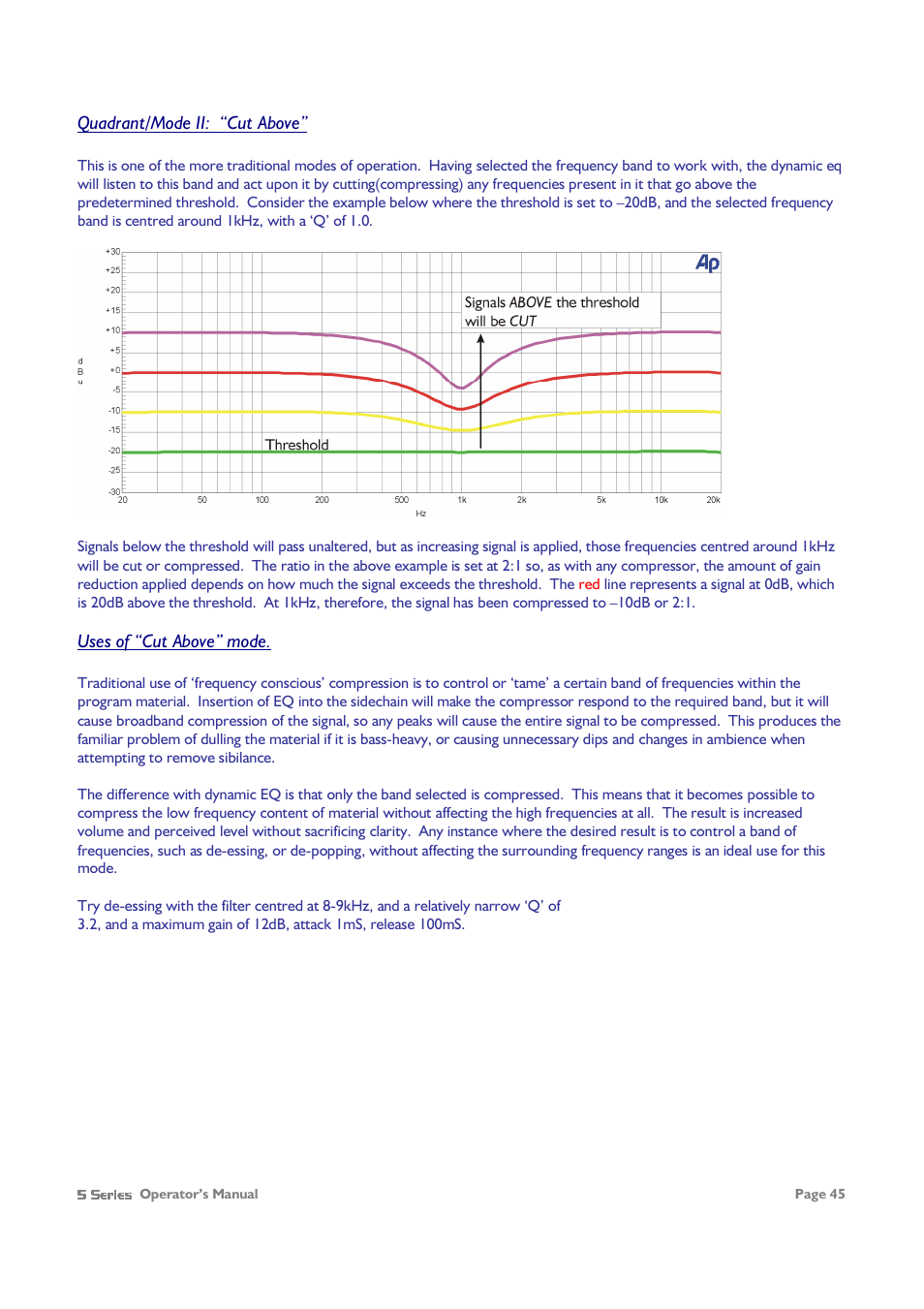 Quadrant/mode ii: “cut above, Uses of “cut above” mode | XTA 5 Series User Manual | Page 45 / 66