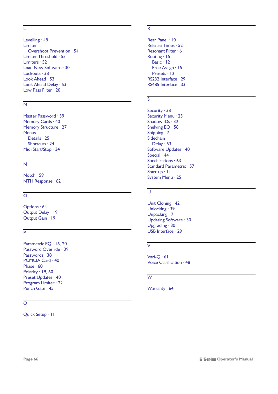 XTA 5 Series User Manual | Page 66 / 66