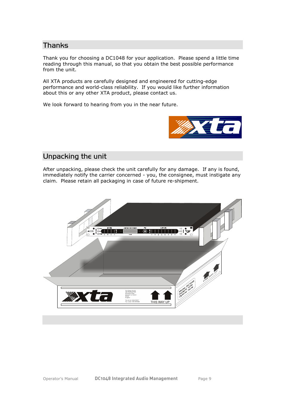 Ta x | XTA DC1048 User Manual | Page 9 / 60