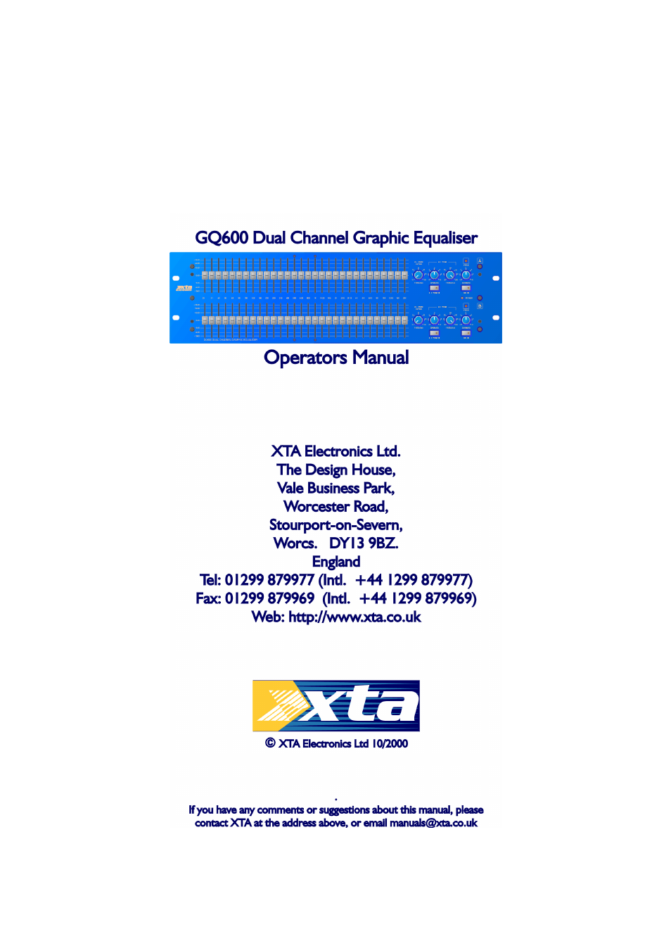 XTA GQ600 User Manual | 14 pages