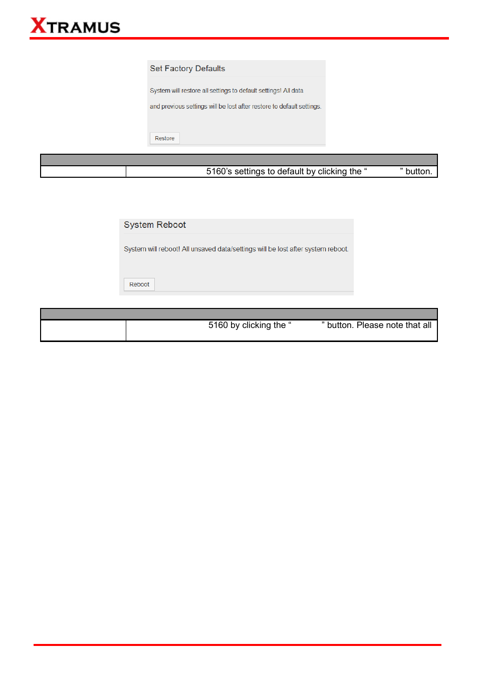 C. factory defaults, D. system reboot | Xtramus LES-5160 V1.2 User Manual | Page 34 / 35