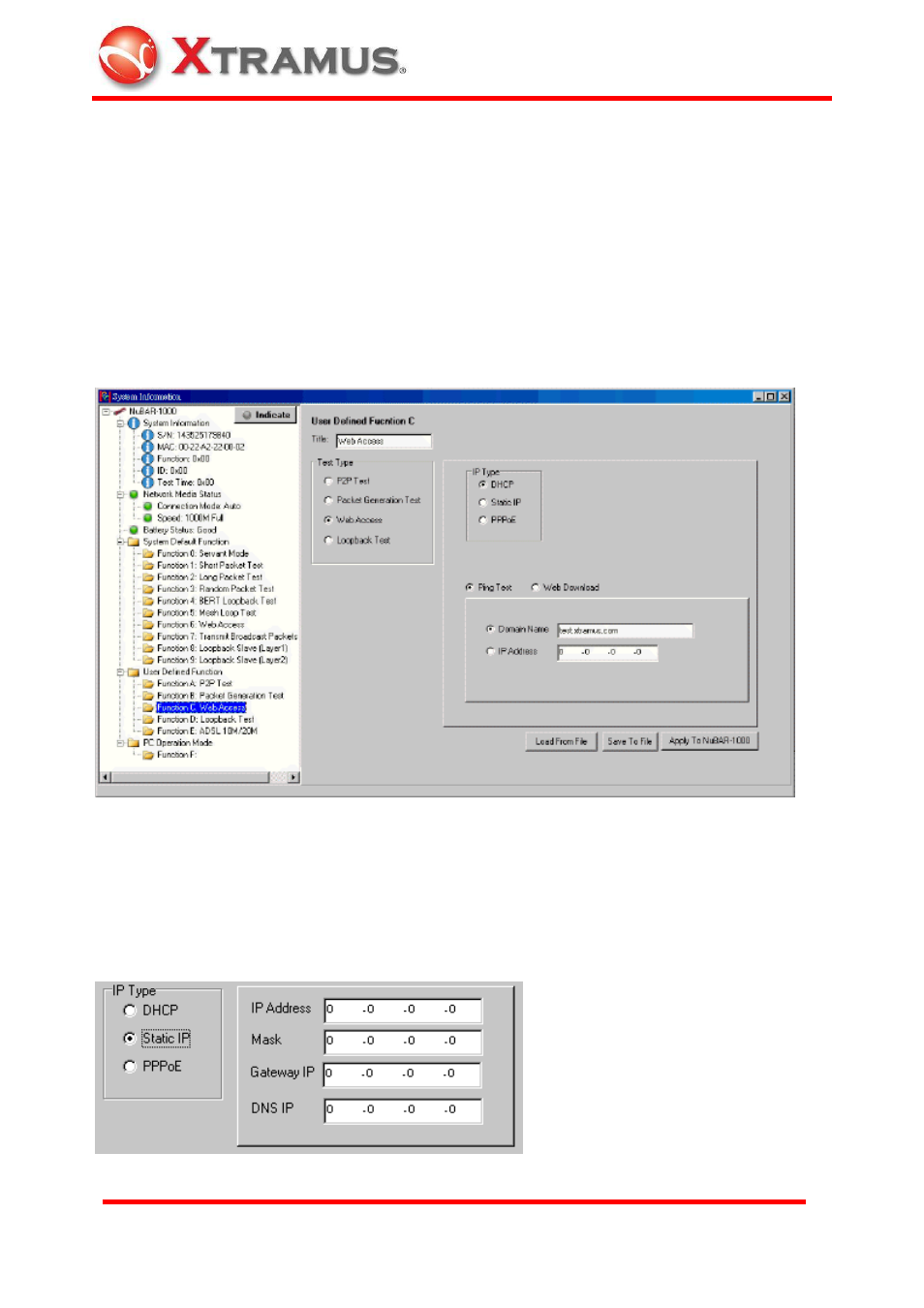 3 default user defined function c: web access | Xtramus NuBAR-1000 V1.4 User Manual | Page 41 / 55