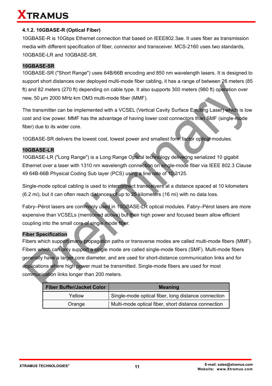 10gbase-r (optical fiber) | Xtramus NuStreams-2000i V1.0 User Manual | Page 11 / 33