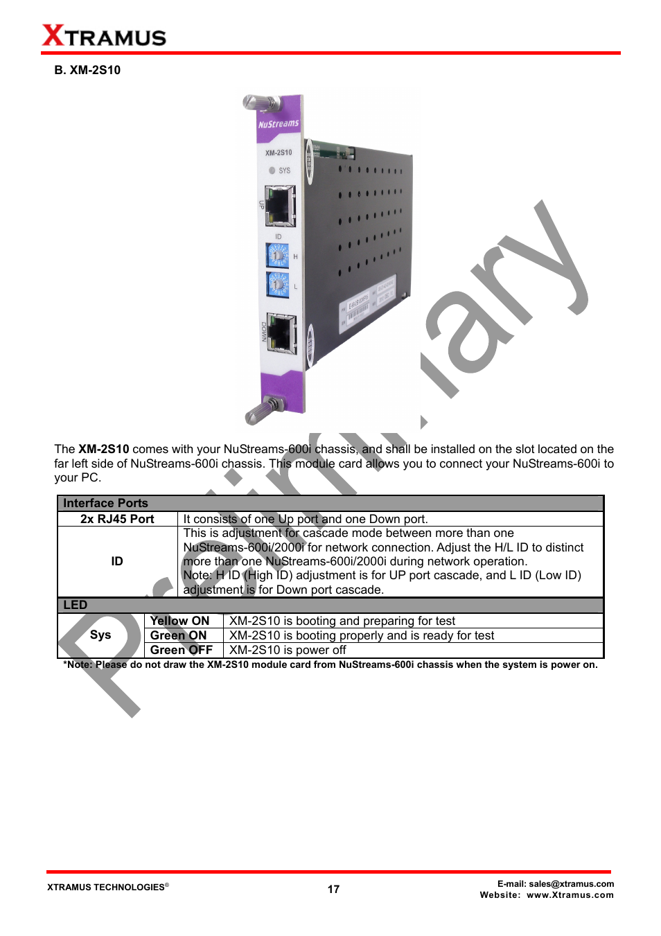 B. xm-2s10 | Xtramus NuStreams-2000i V1.0 User Manual | Page 17 / 33