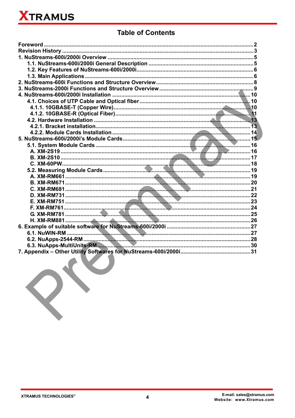 Xtramus NuStreams-2000i V1.0 User Manual | Page 4 / 33