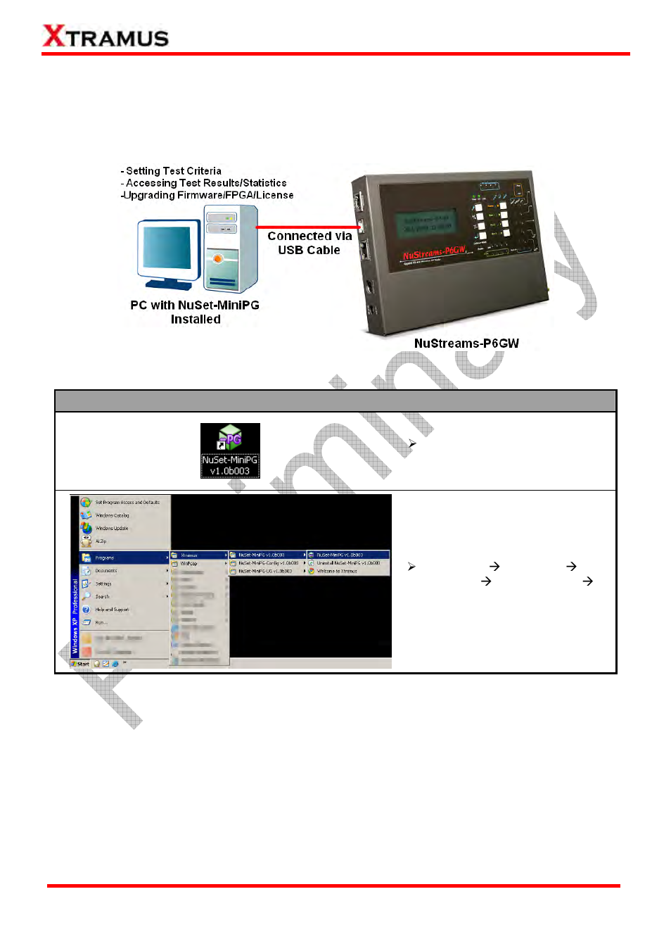 Nuset-minipg overview, Starting nuset-minipg | Xtramus NuStreams-P6GW V1.0 User Manual | Page 31 / 78