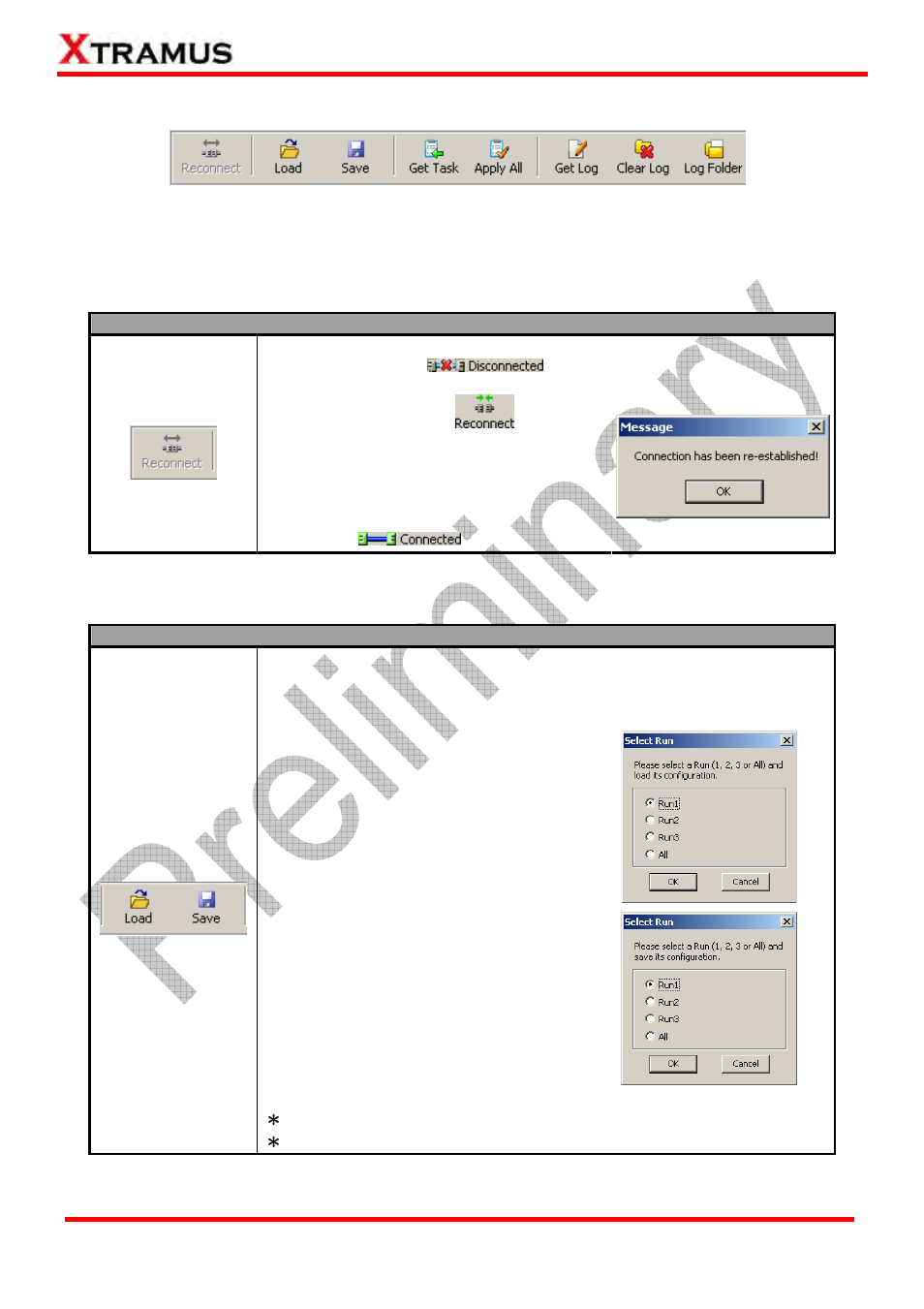 Quick launch buttons – reconnect, Quick launch buttons – load & save | Xtramus NuStreams-P6GW V1.0 User Manual | Page 37 / 78