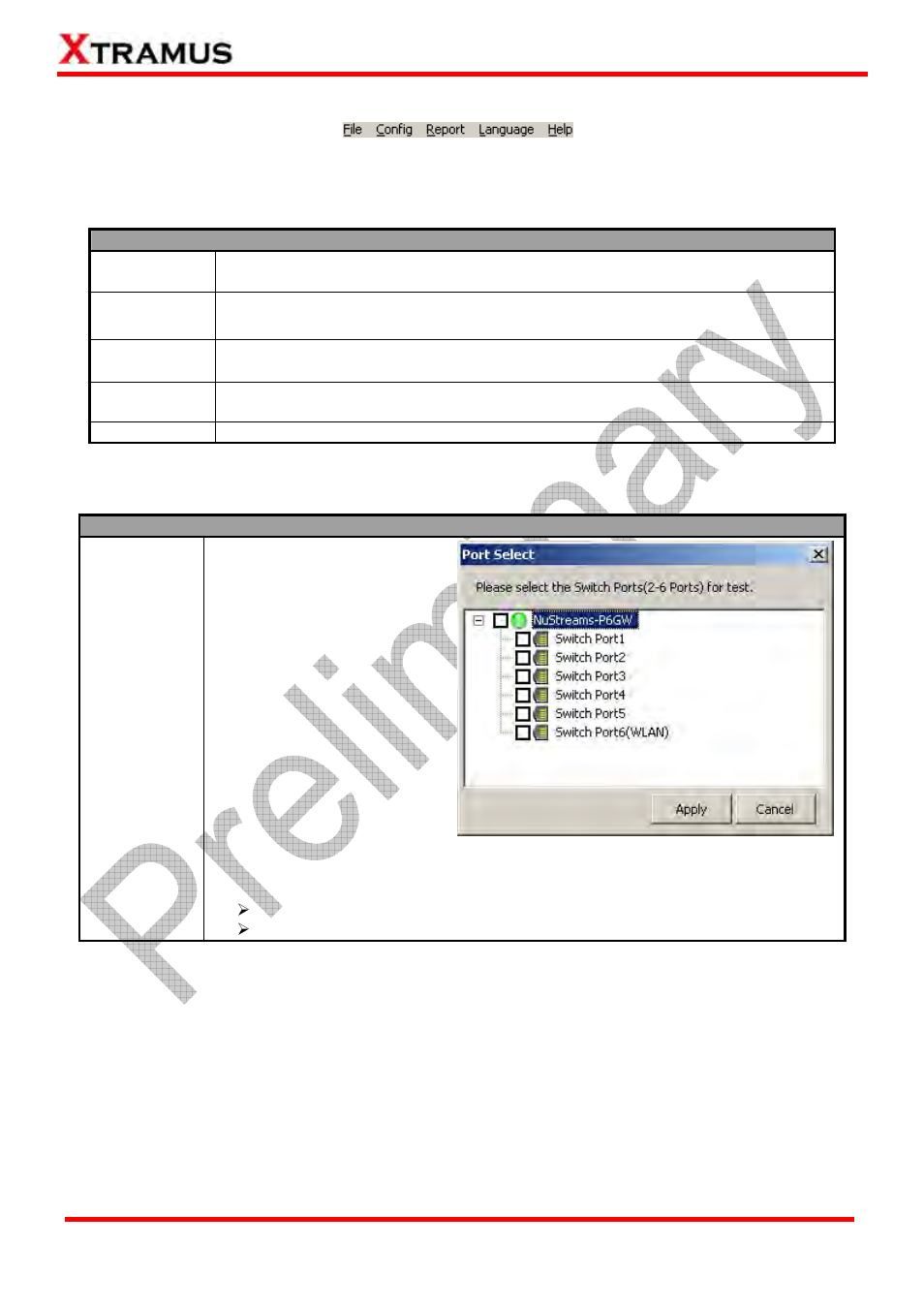 Nuset-minipg-st function – menu bar, Menu bar – file, Menu bar – config | Xtramus NuStreams-P6GW V1.0 User Manual | Page 50 / 78