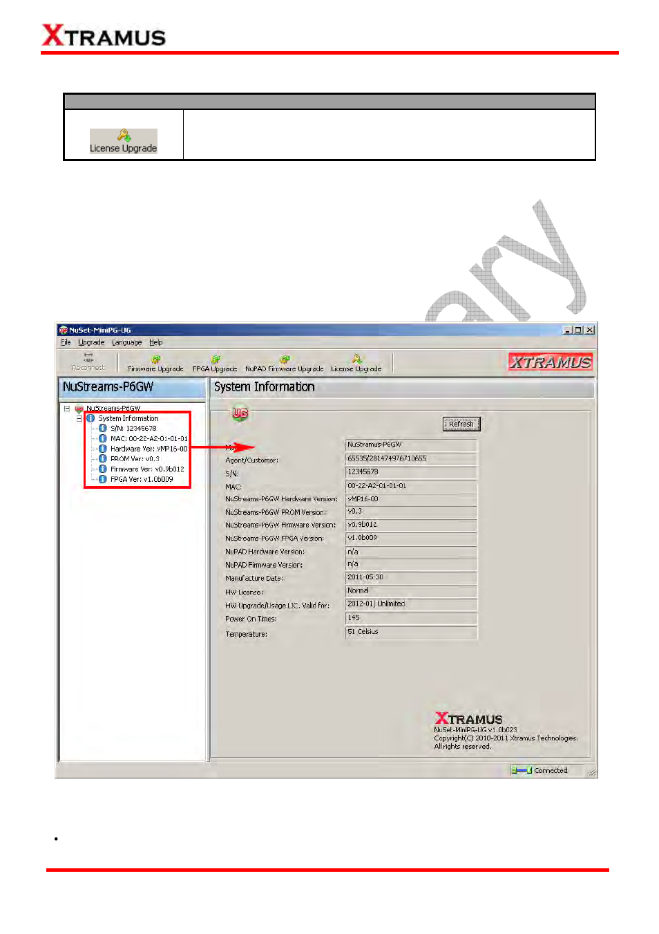 Quick launch buttons – license upgrade, Nuset-minipg-ug function – info select list | Xtramus NuStreams-P6GW V1.0 User Manual | Page 74 / 78