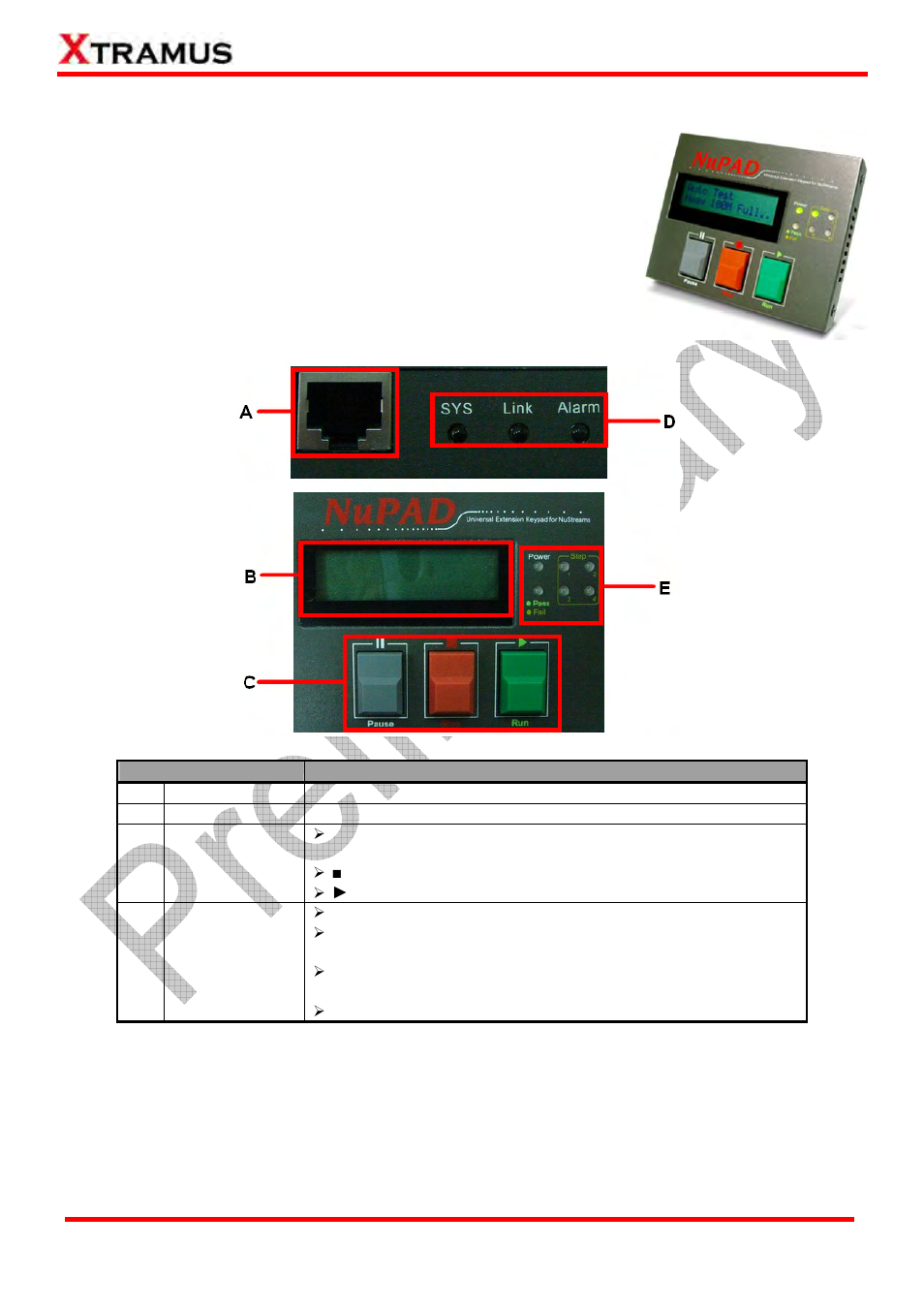 Controlling tests with nupad, Nupad functions overview | Xtramus NuStreams-P6GW V1.0 User Manual | Page 75 / 78