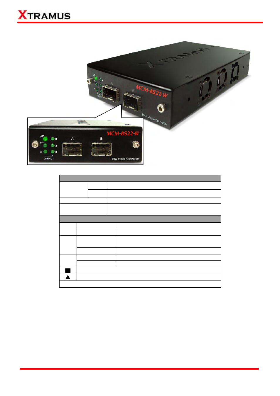 B. front panel of mcm-8s22-w | Xtramus MCM-W V1.3 User Manual | Page 10 / 46