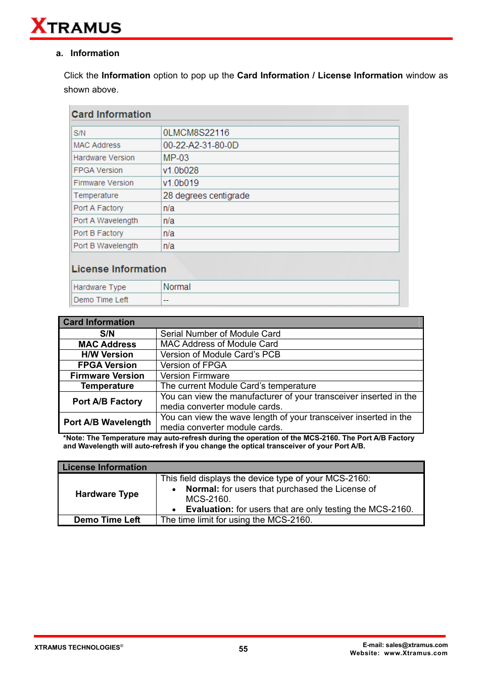 A. information | Xtramus MCS-2160 V1.9.2 User Manual | Page 55 / 79