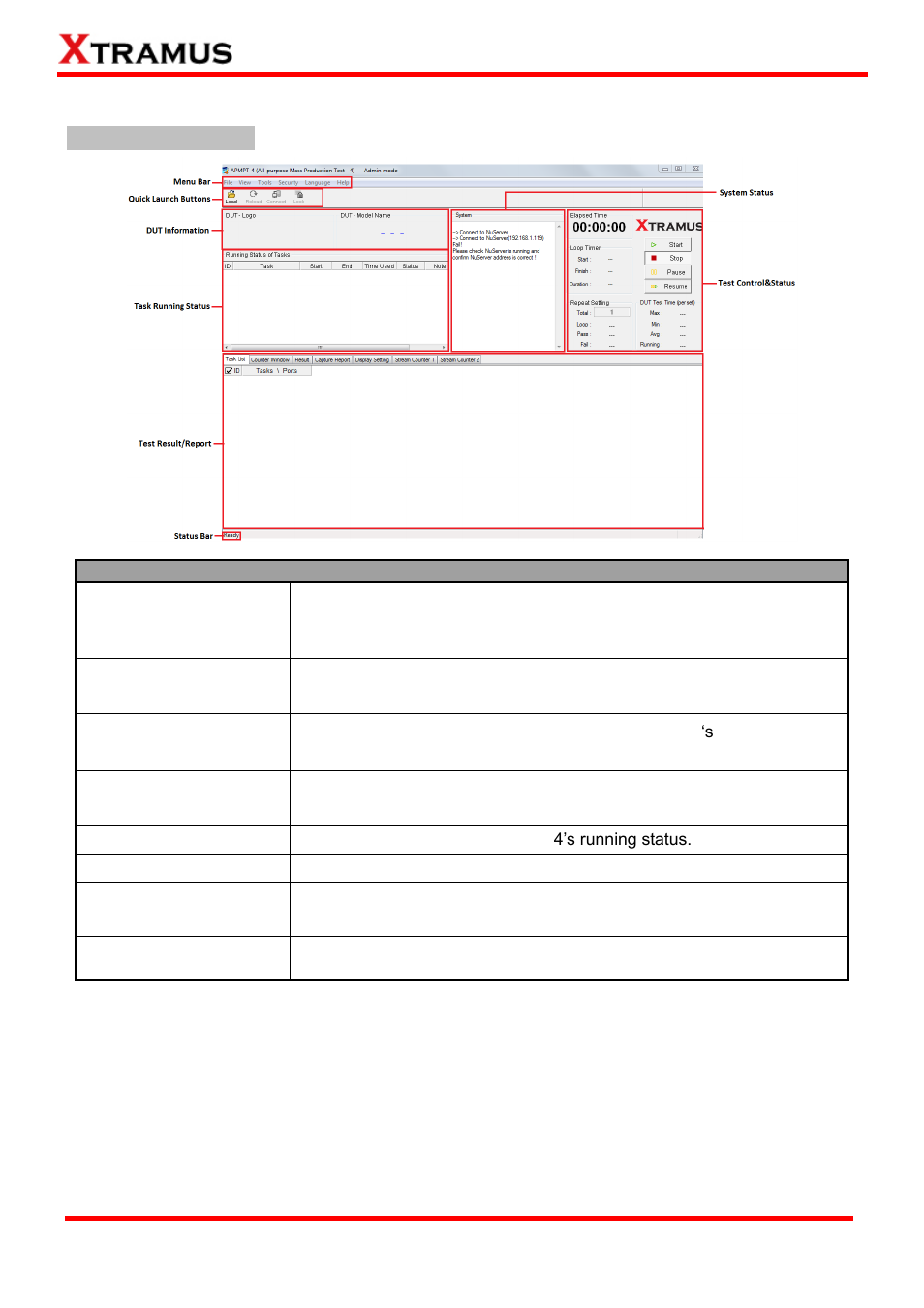 Apmpt-4/nuserver main window overview | Xtramus APMPT-4 V2.4 User Manual | Page 24 / 145