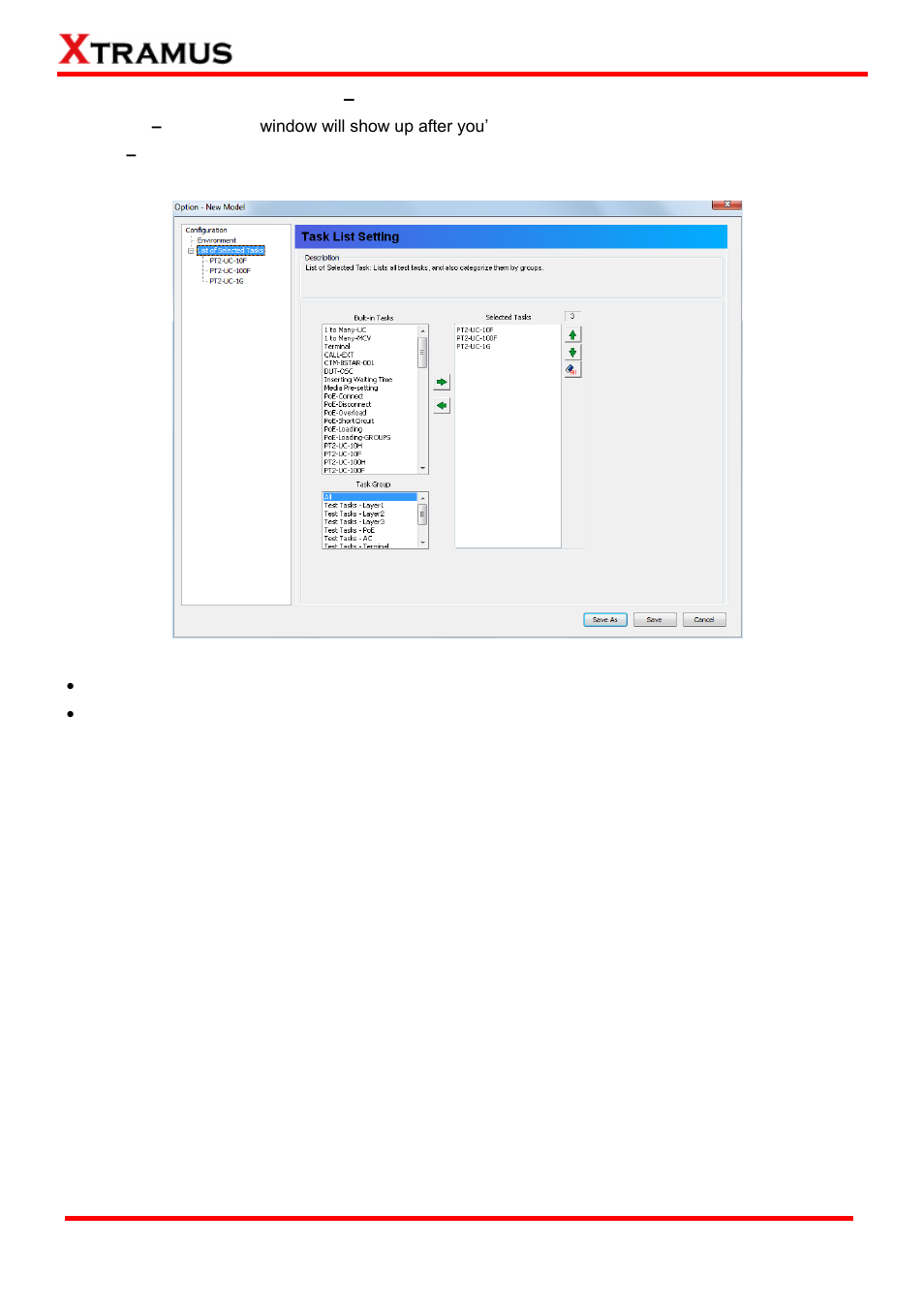 Making settings on option – new model window, Making settings on option, New model window | Xtramus APMPT-4 V2.4 User Manual | Page 39 / 145