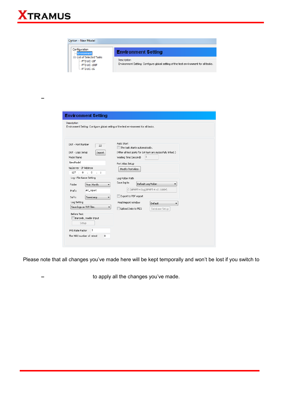 Configuring environment setting | Xtramus APMPT-4 V2.4 User Manual | Page 40 / 145