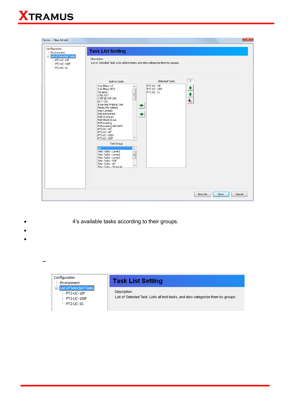 Adding/removing tasks via task list setting | Xtramus APMPT-4 V2.4 User Manual | Page 45 / 145