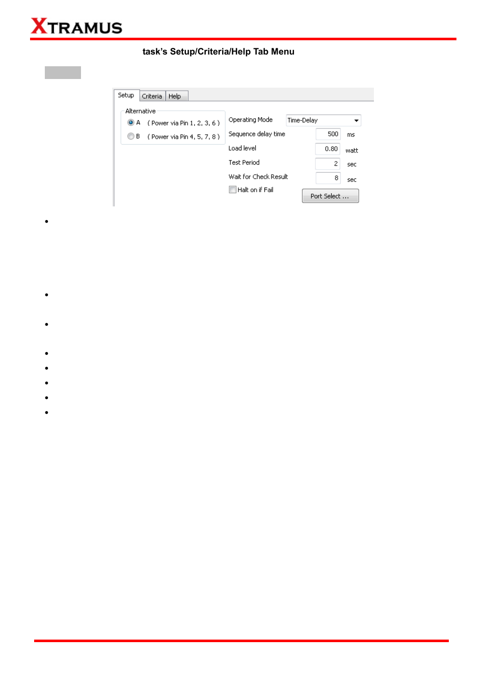 Poe shortcuicuit, Task’s setup/criteria/help tab menu | Xtramus APMPT-4 V2.4 User Manual | Page 82 / 145