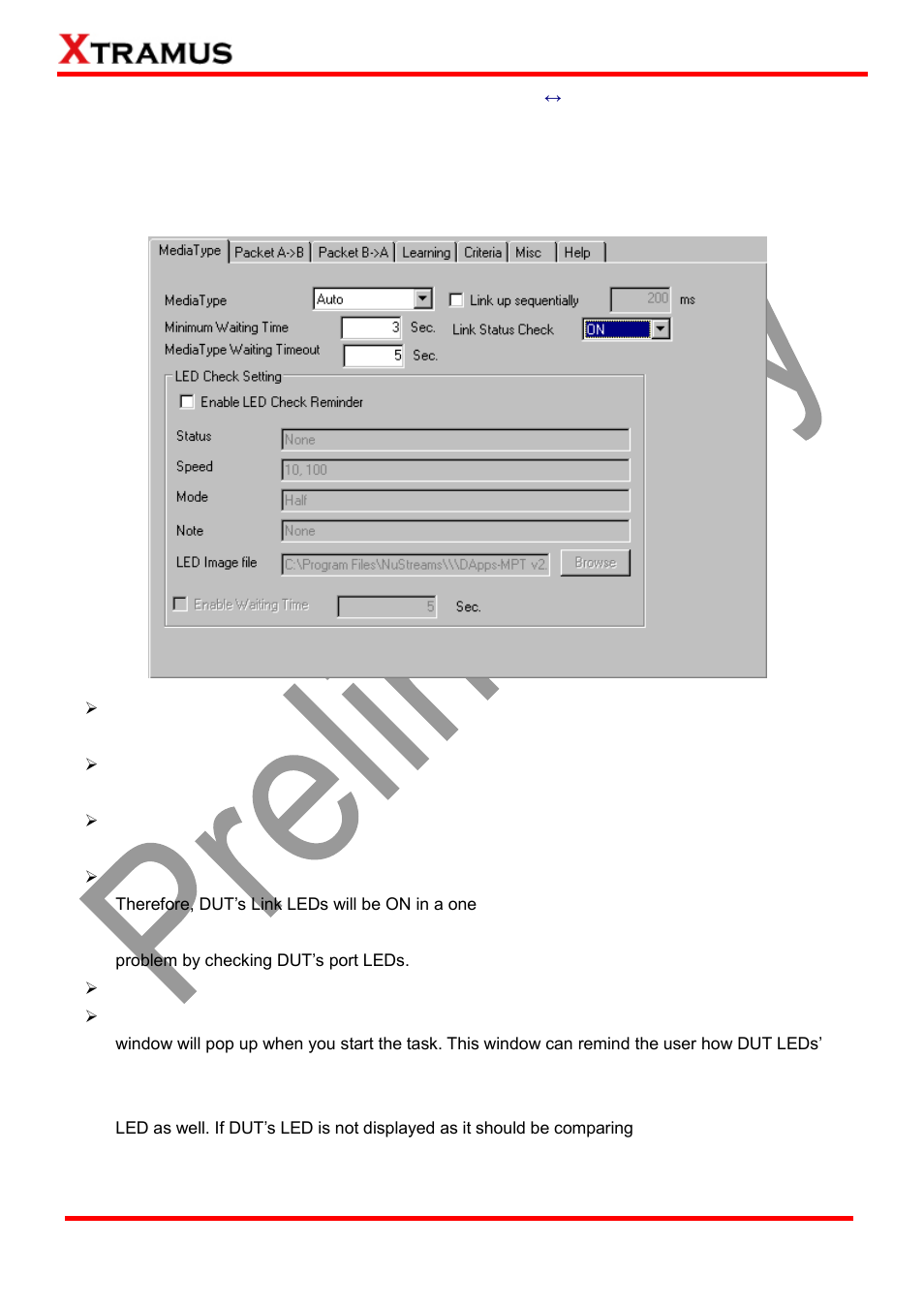 A. media type, Flow control (fc) _ pt2-fc-10h, 100h (10mbps half ↔ 100mbps half) | Xtramus DApps-MPT V1.4 User Manual | Page 109 / 395