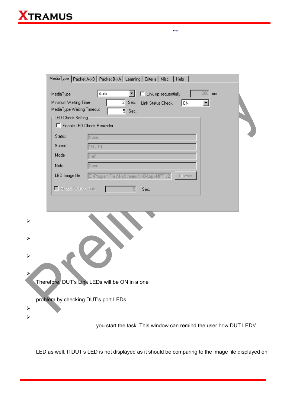 A. media type, B. packet a->b, Flow control (fc) _ pt2-fc-100h | 10h (100mbps half ↔ 10mbps half) | Xtramus DApps-MPT V1.4 User Manual | Page 116 / 395