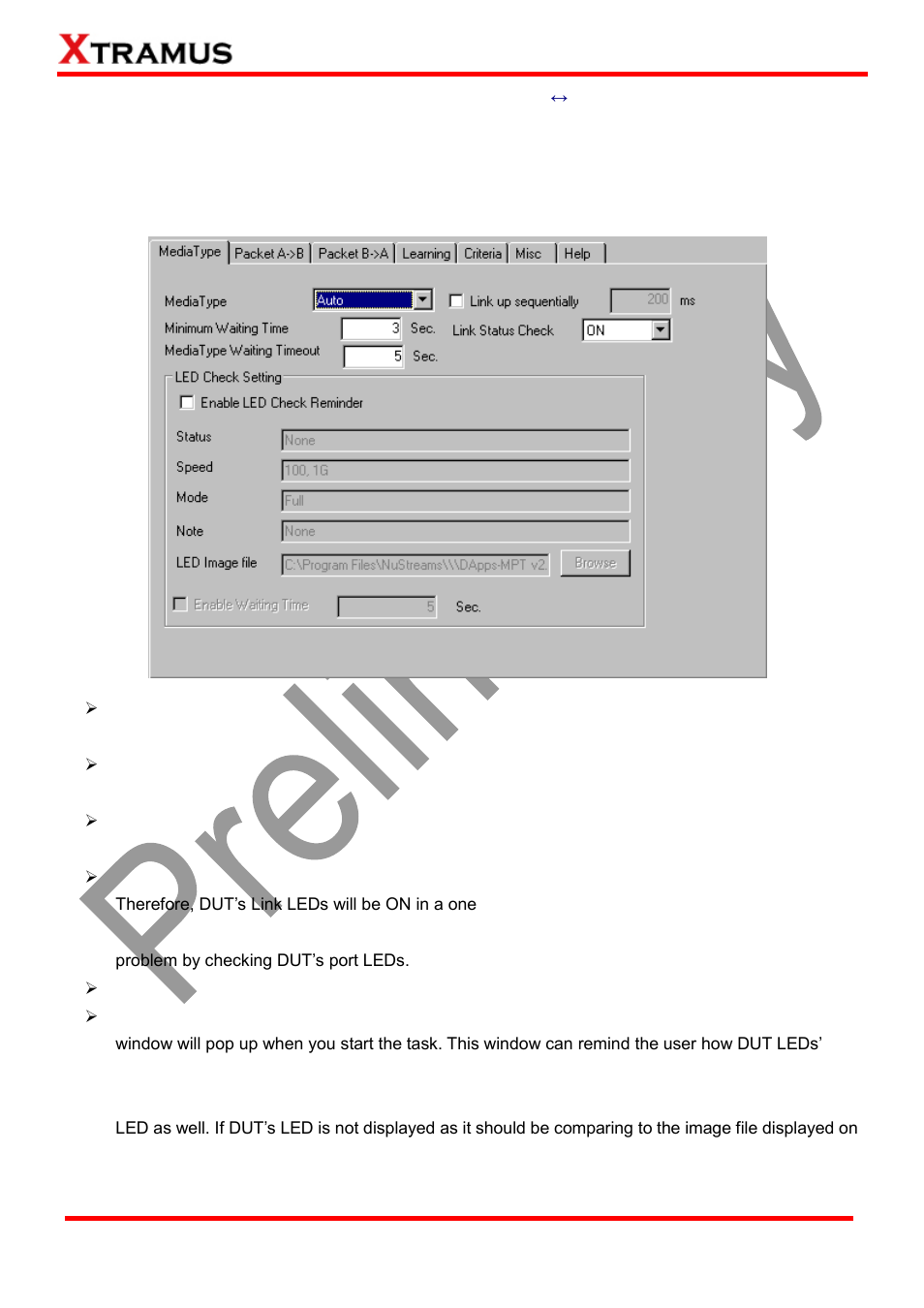 A. media type, B. packet a->b, Flow control (fc) _ pt2-fc-100f | 1g (100mbps full ↔ 1000mbps full) | Xtramus DApps-MPT V1.4 User Manual | Page 137 / 395