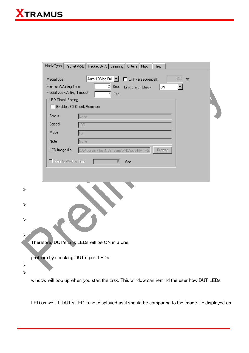 Crc error test (crc) _ pt2-crc-10g (10gbps), A. media type | Xtramus DApps-MPT V1.4 User Manual | Page 312 / 395