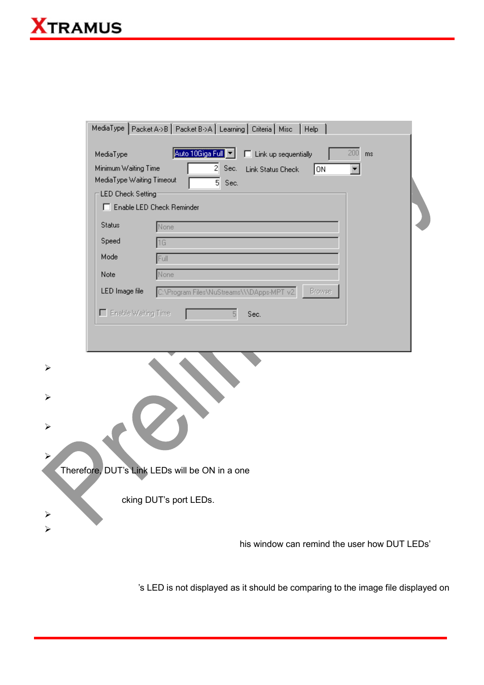 Unicast test (uc) _ pt2-uc-10g (10gbps), A. media type | Xtramus DApps-MPT V1.4 User Manual | Page 95 / 395