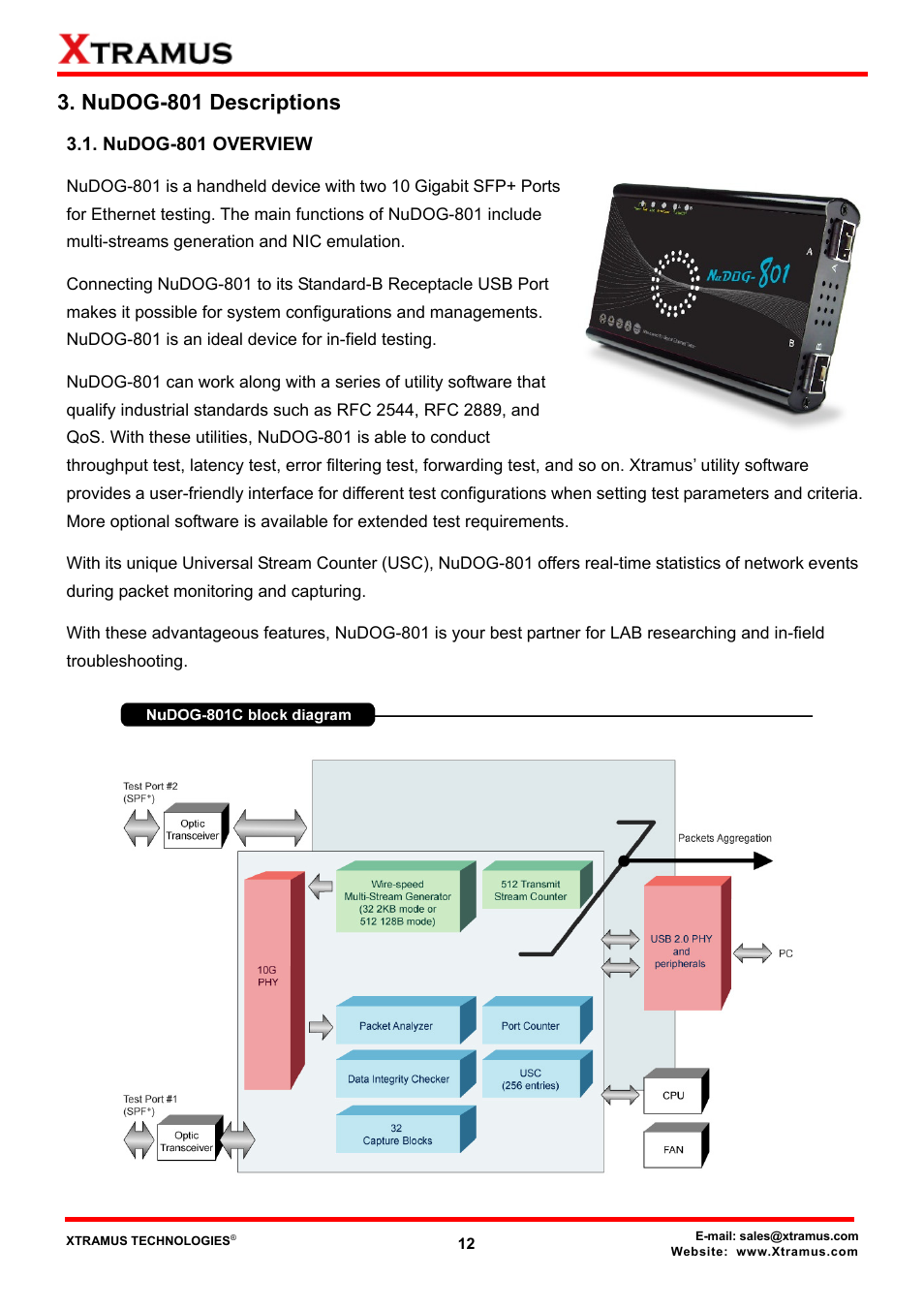 Nudog-801 descriptions, Nudog-801 overview | Xtramus DApps-TAP V1.3 User Manual | Page 12 / 52