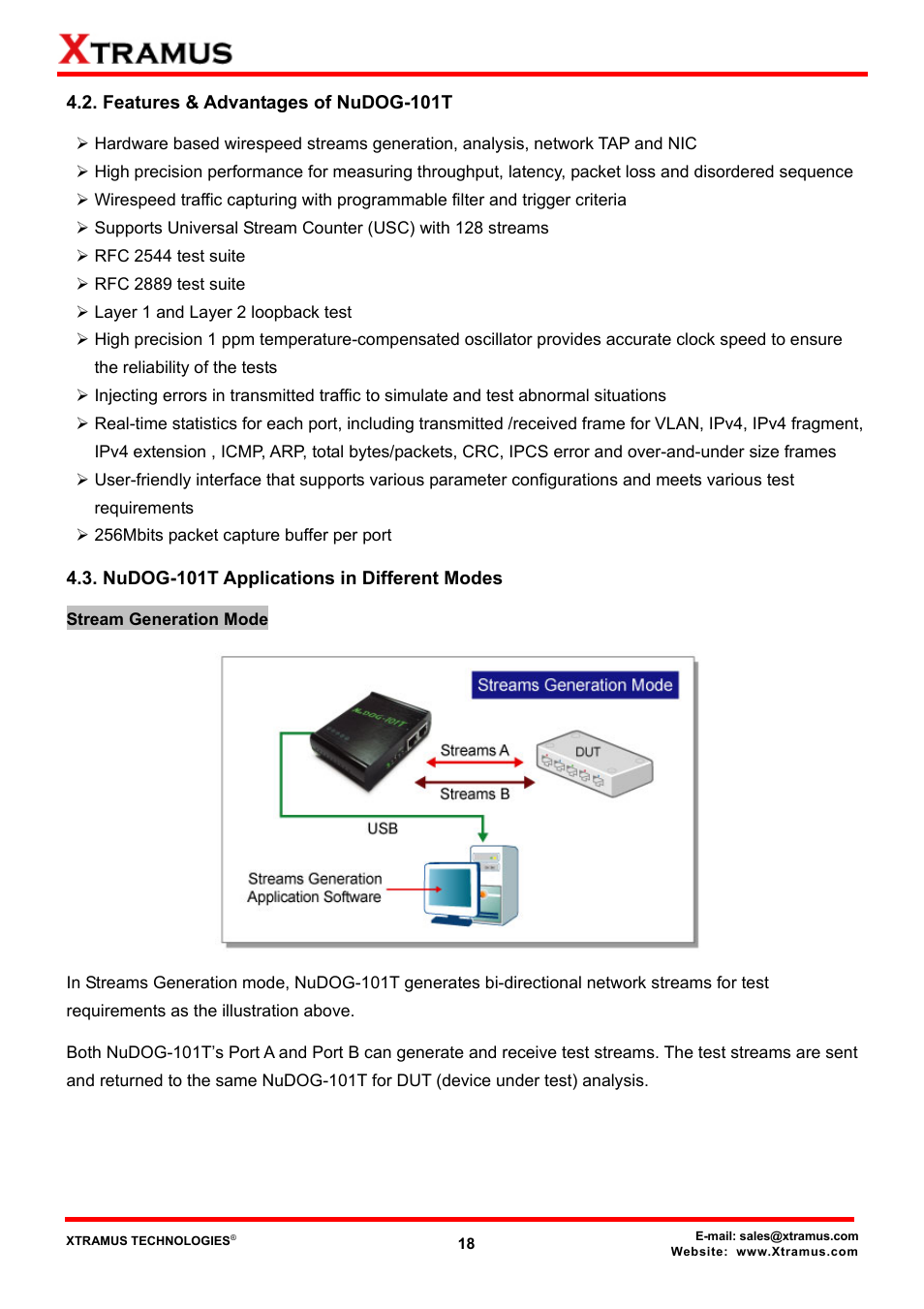 Features & advantages of nudog-101t, Nudog-101t applications in different modes | Xtramus DApps-TAP V1.3 User Manual | Page 18 / 52