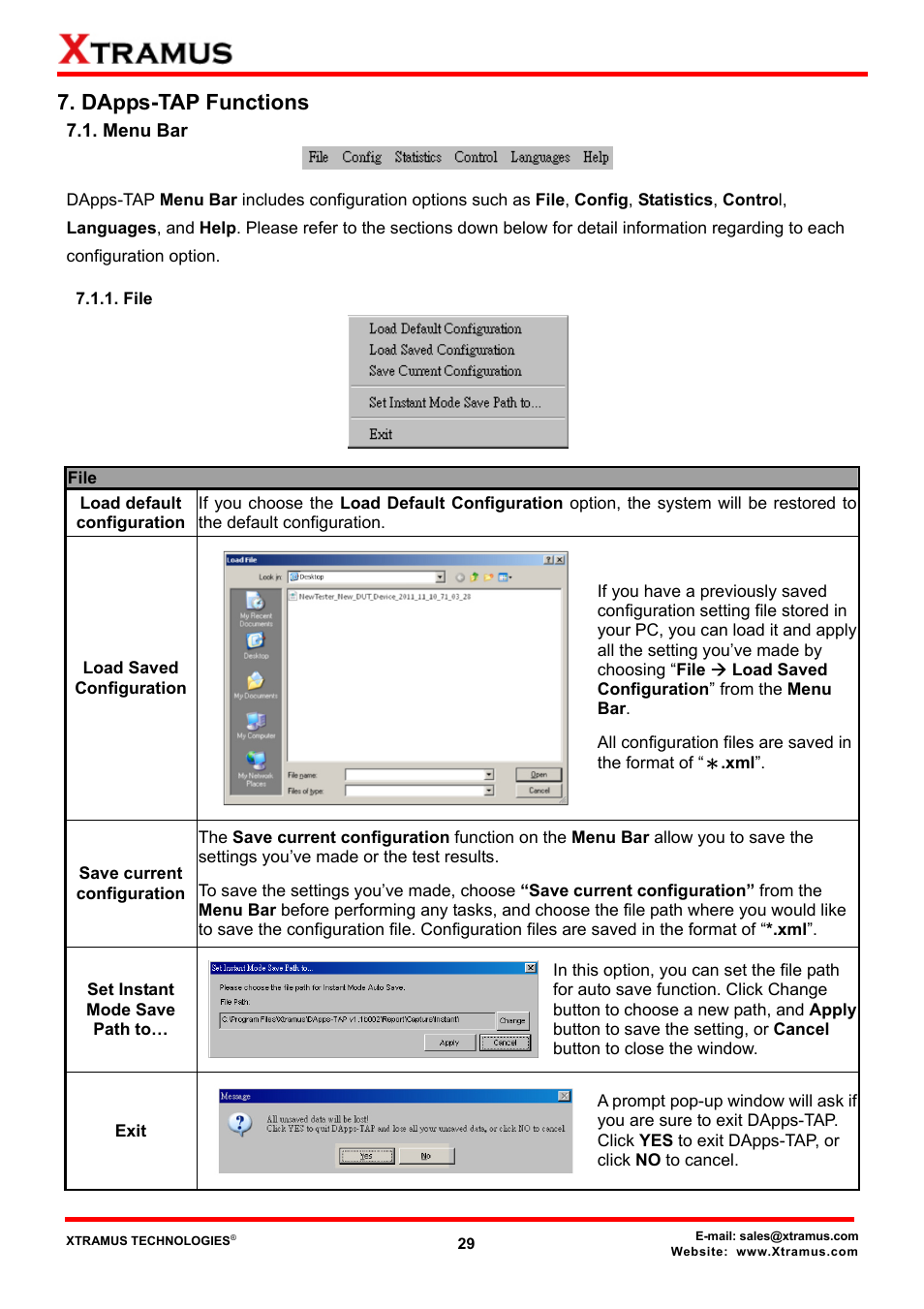 Dapps-tap functions, Menu bar, File | Xtramus DApps-TAP V1.3 User Manual | Page 29 / 52