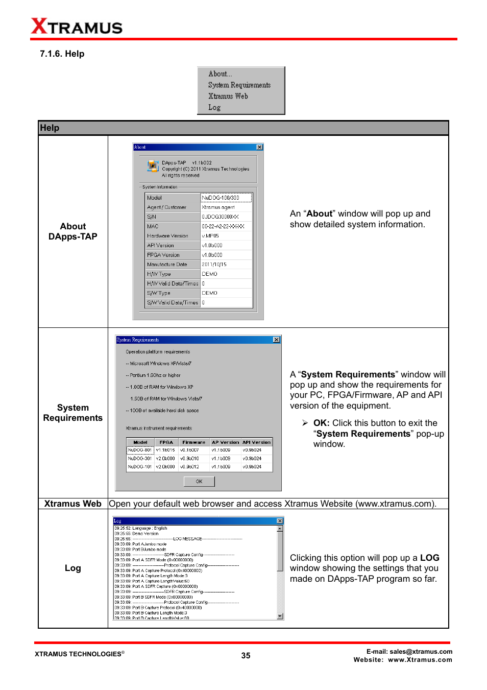 Help | Xtramus DApps-TAP V1.3 User Manual | Page 35 / 52