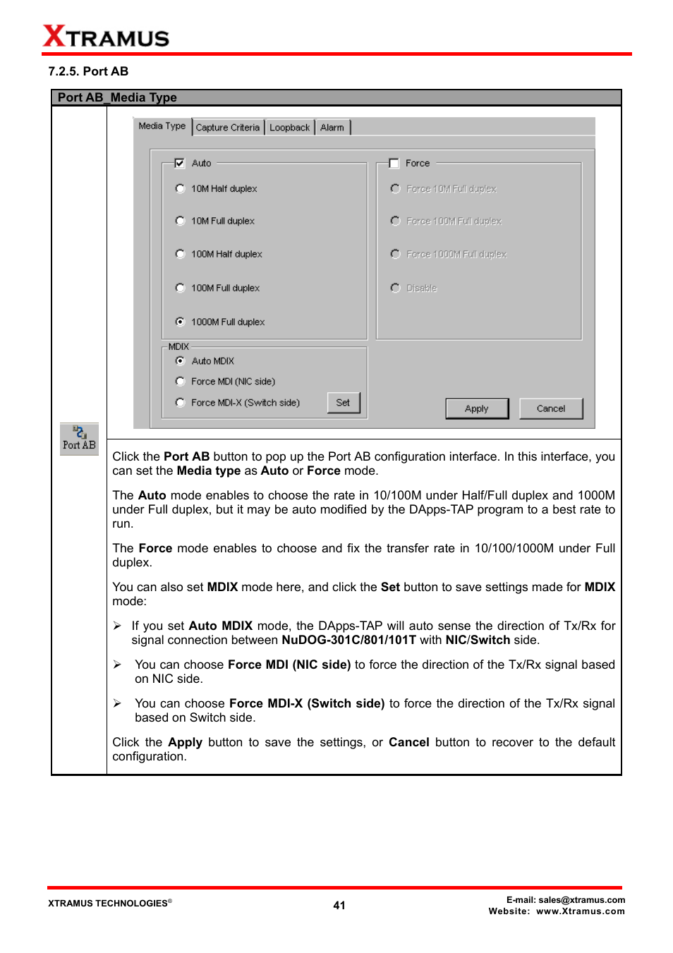 Port ab | Xtramus DApps-TAP V1.3 User Manual | Page 41 / 52