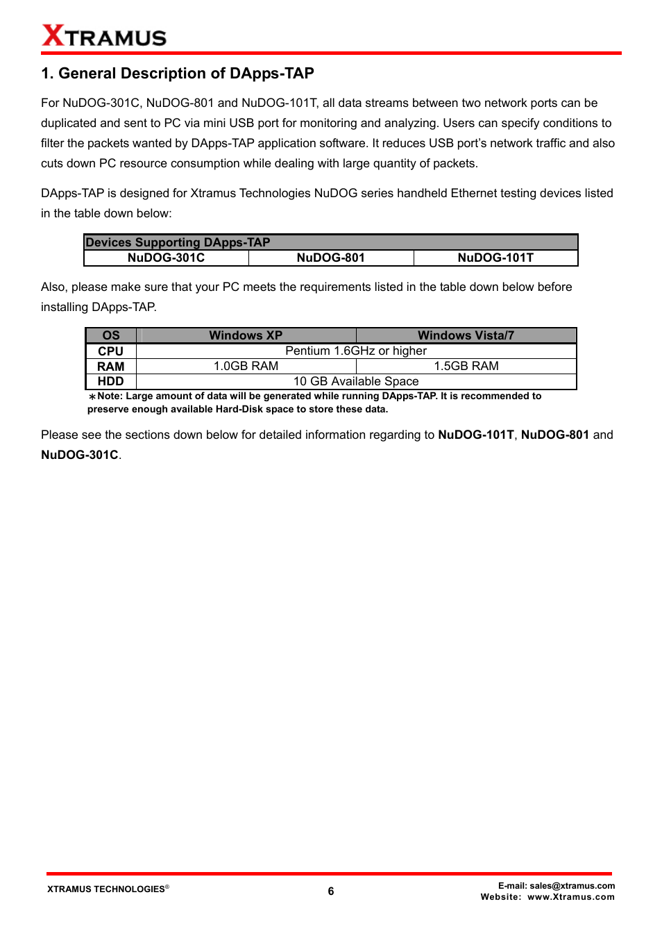 General description of dapps-tap | Xtramus DApps-TAP V1.3 User Manual | Page 6 / 52