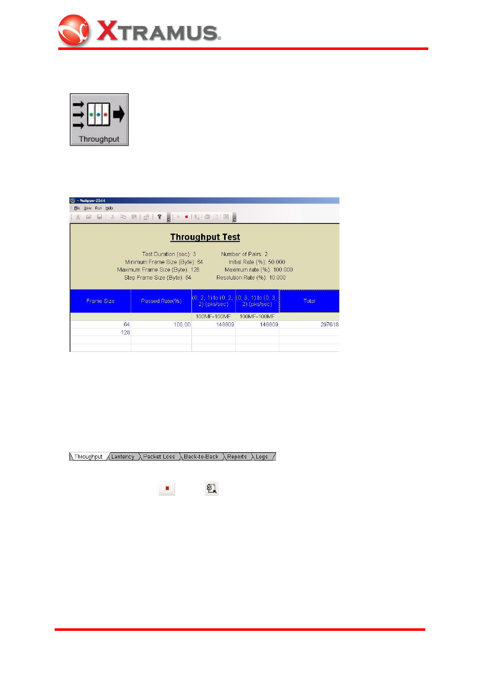 Throughput test | Xtramus NuApps-2544 V1.0 User Manual | Page 16 / 22