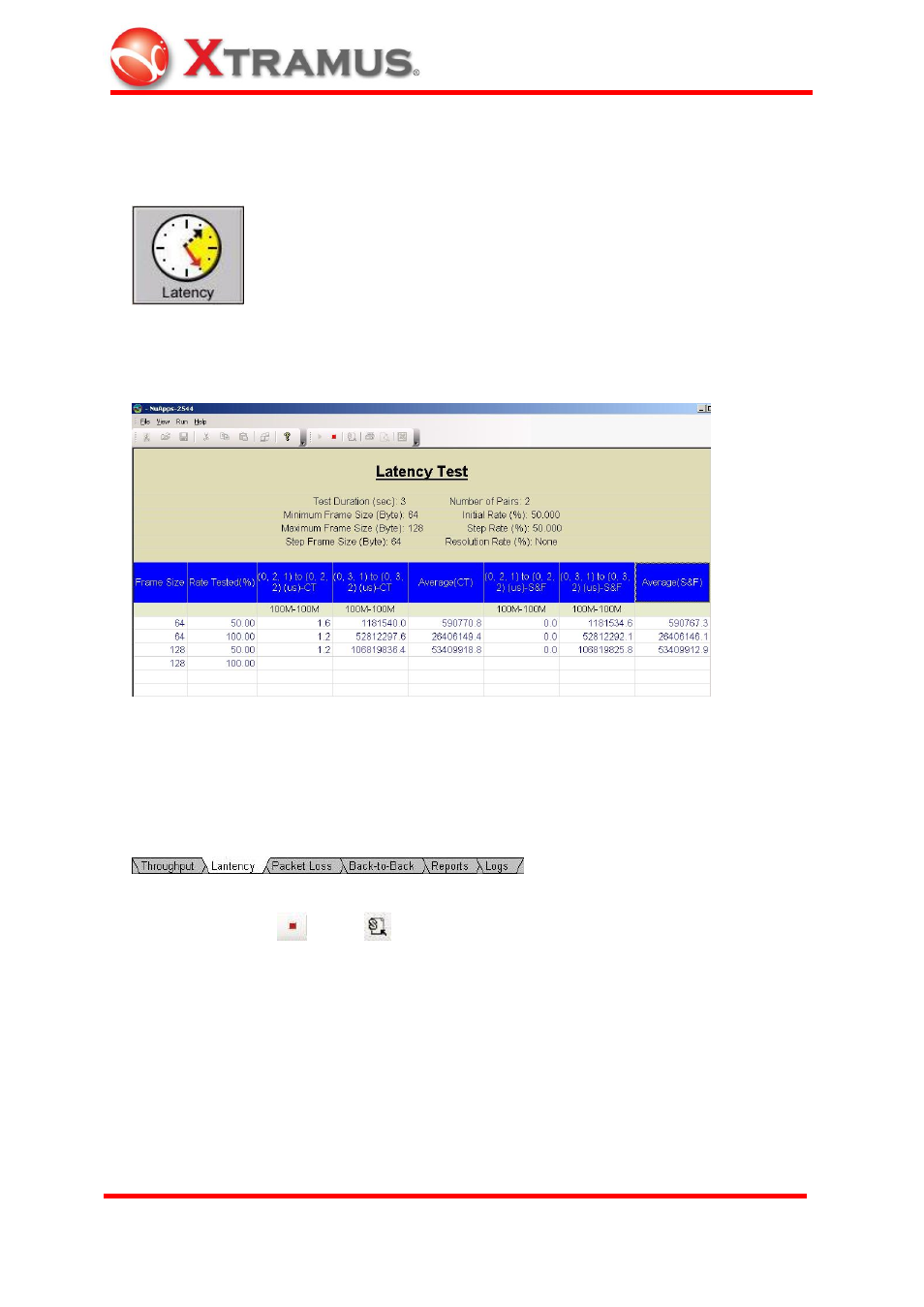 Latency test | Xtramus NuApps-2544 V1.0 User Manual | Page 17 / 22