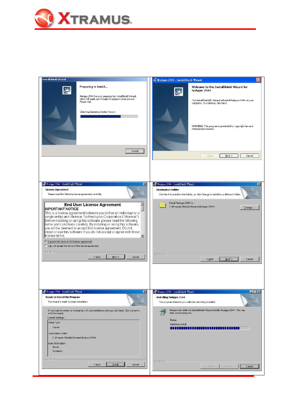 Installation and uninstallation, 1 installation | Xtramus NuApps-2544 V1.0 User Manual | Page 6 / 22