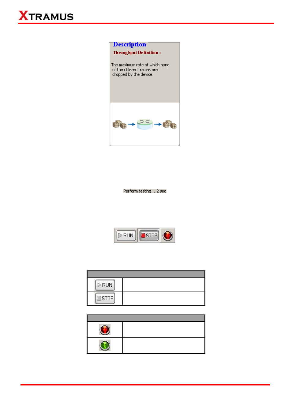 Description, Status bar, Control buttons/test running status icon | Xtramus NuApps-2544-RM V1.3 User Manual | Page 27 / 50