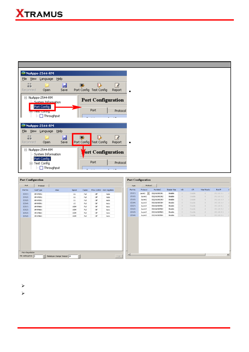 Port configuration | Xtramus NuApps-2544-RM V1.3 User Manual | Page 28 / 50