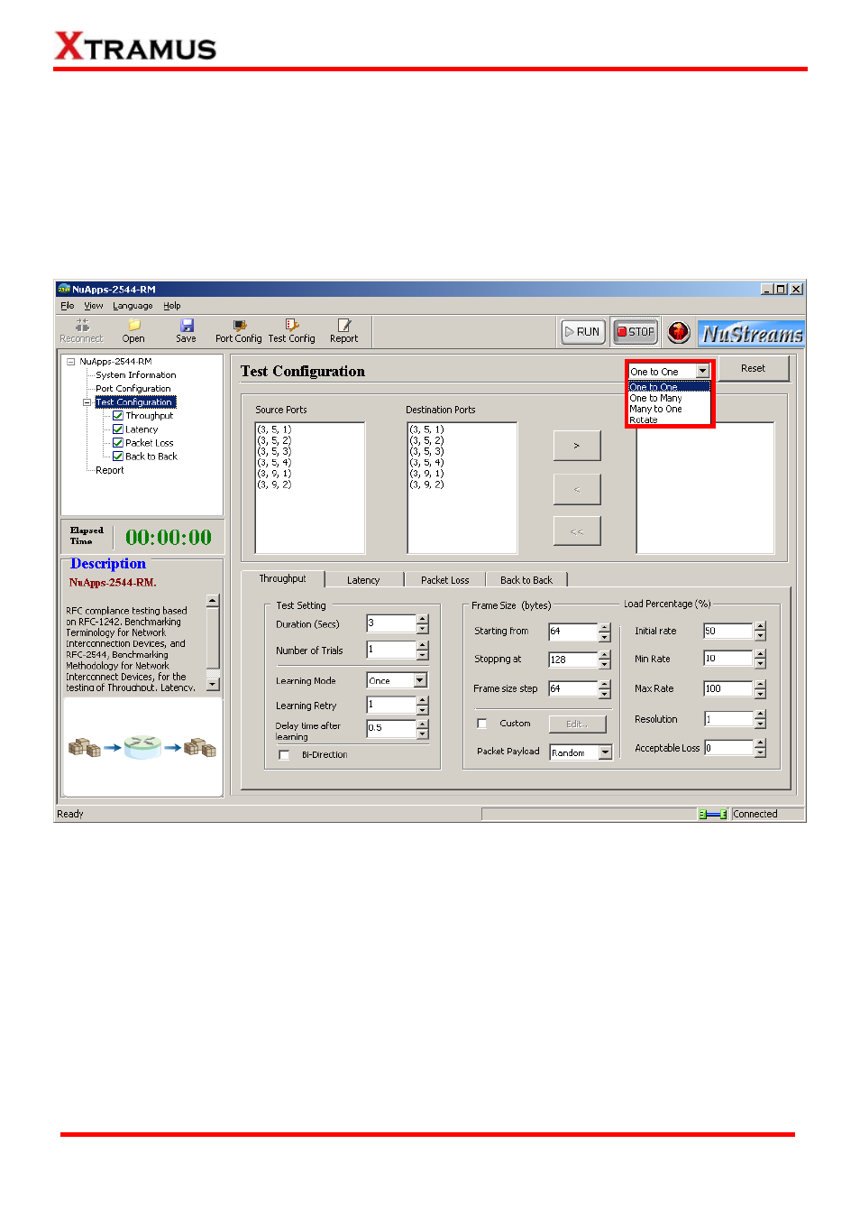 Pairing/assigning test ports | Xtramus NuApps-2544-RM V1.3 User Manual | Page 32 / 50