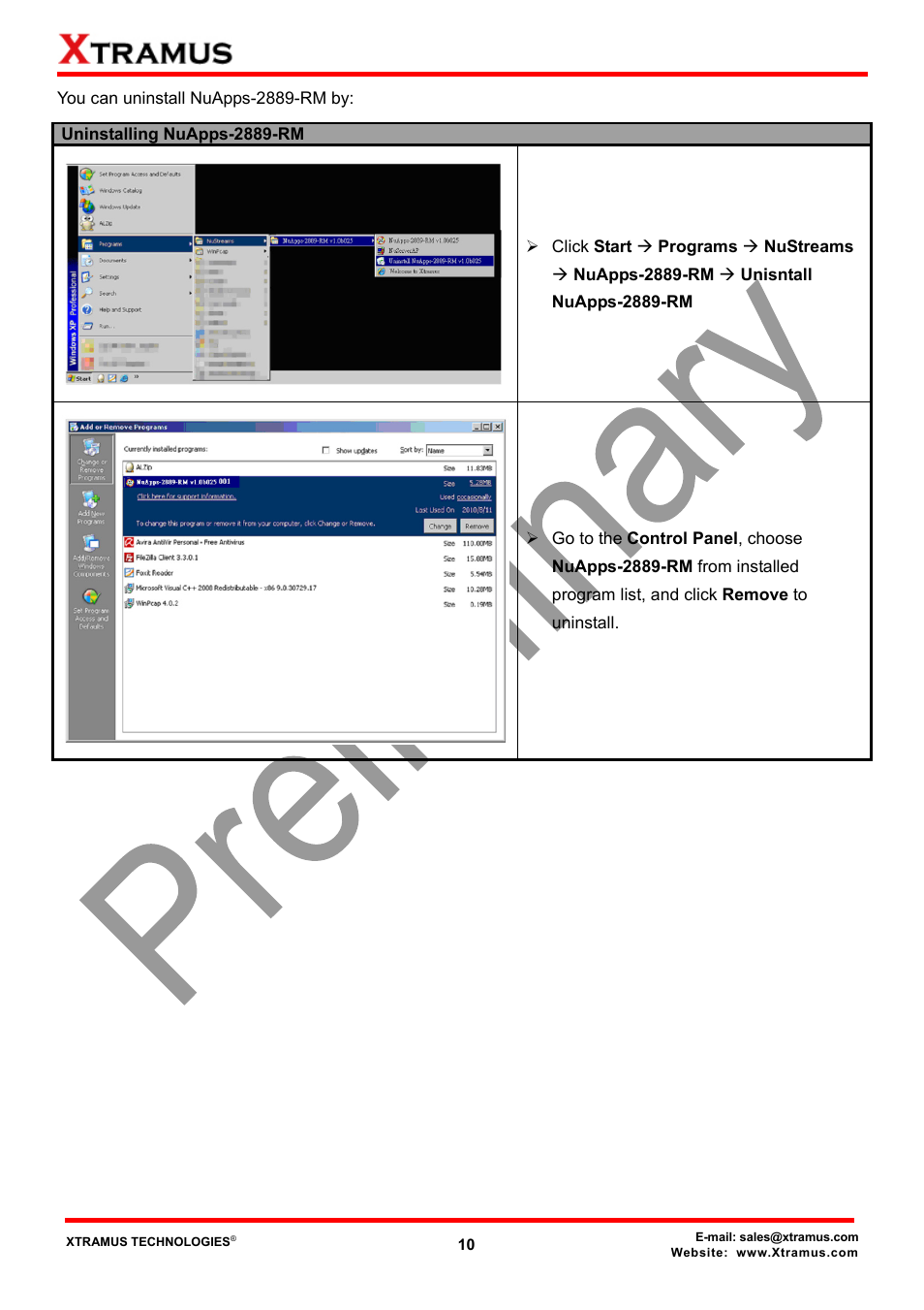 Xtramus NuApps-2889-RM V1.1 User Manual | Page 10 / 53