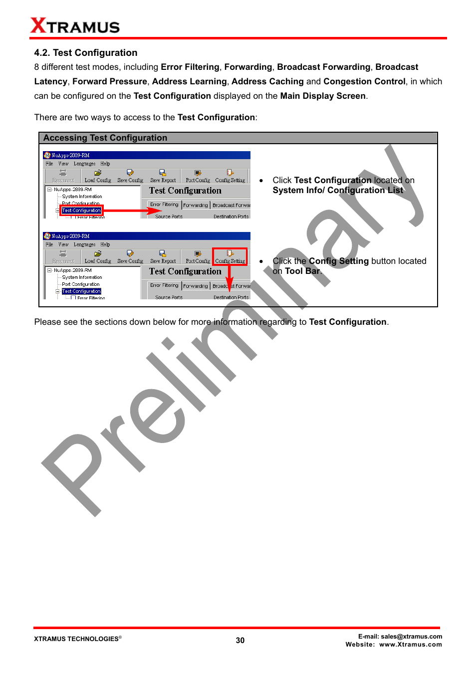 Test configuration | Xtramus NuApps-2889-RM V1.1 User Manual | Page 30 / 53