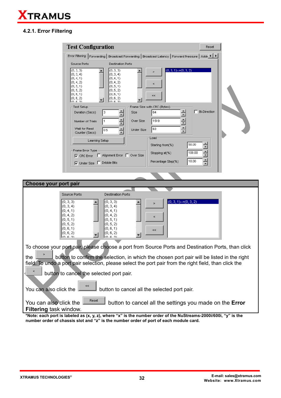 Error filtering | Xtramus NuApps-2889-RM V1.1 User Manual | Page 32 / 53