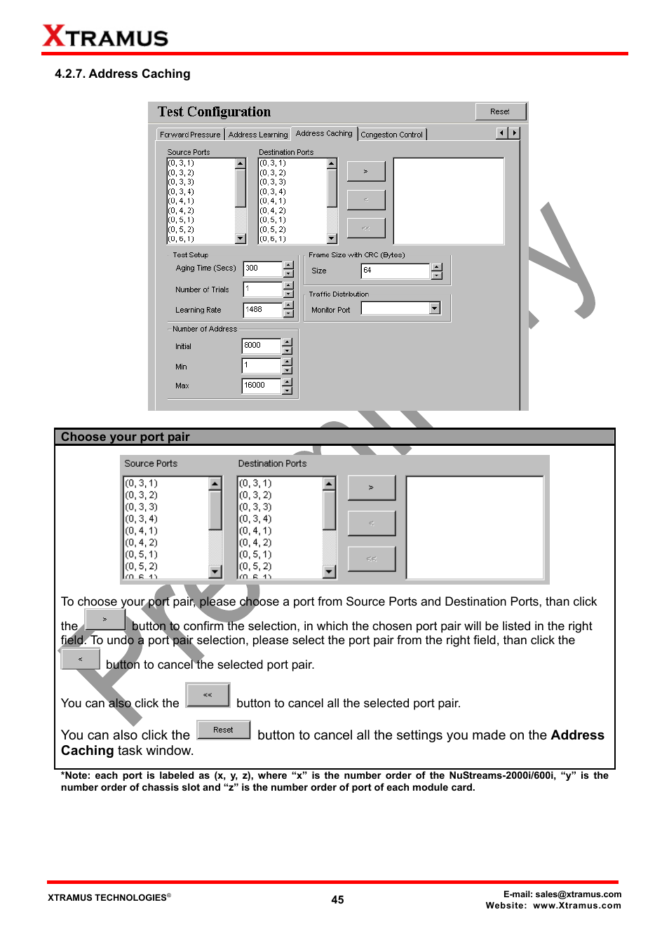 Address caching | Xtramus NuApps-2889-RM V1.1 User Manual | Page 45 / 53