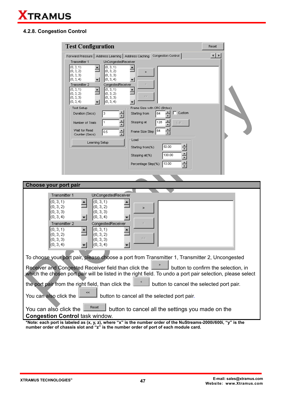 Congestion control | Xtramus NuApps-2889-RM V1.1 User Manual | Page 47 / 53