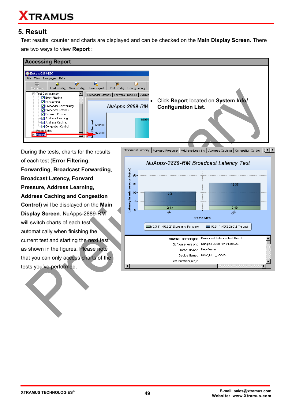 Result | Xtramus NuApps-2889-RM V1.1 User Manual | Page 49 / 53