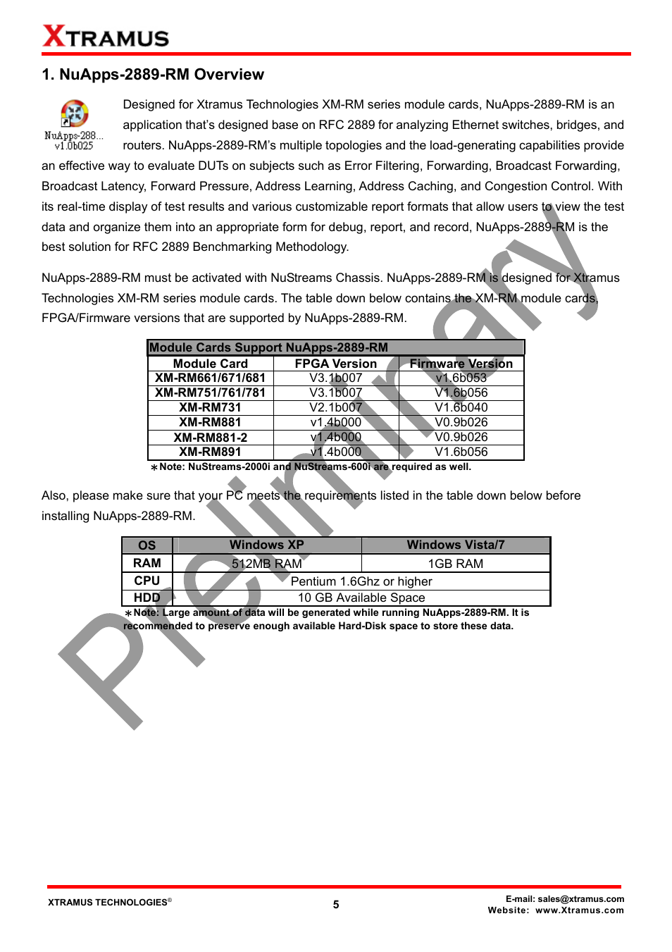 Nuapps-2889-rm overview | Xtramus NuApps-2889-RM V1.1 User Manual | Page 5 / 53