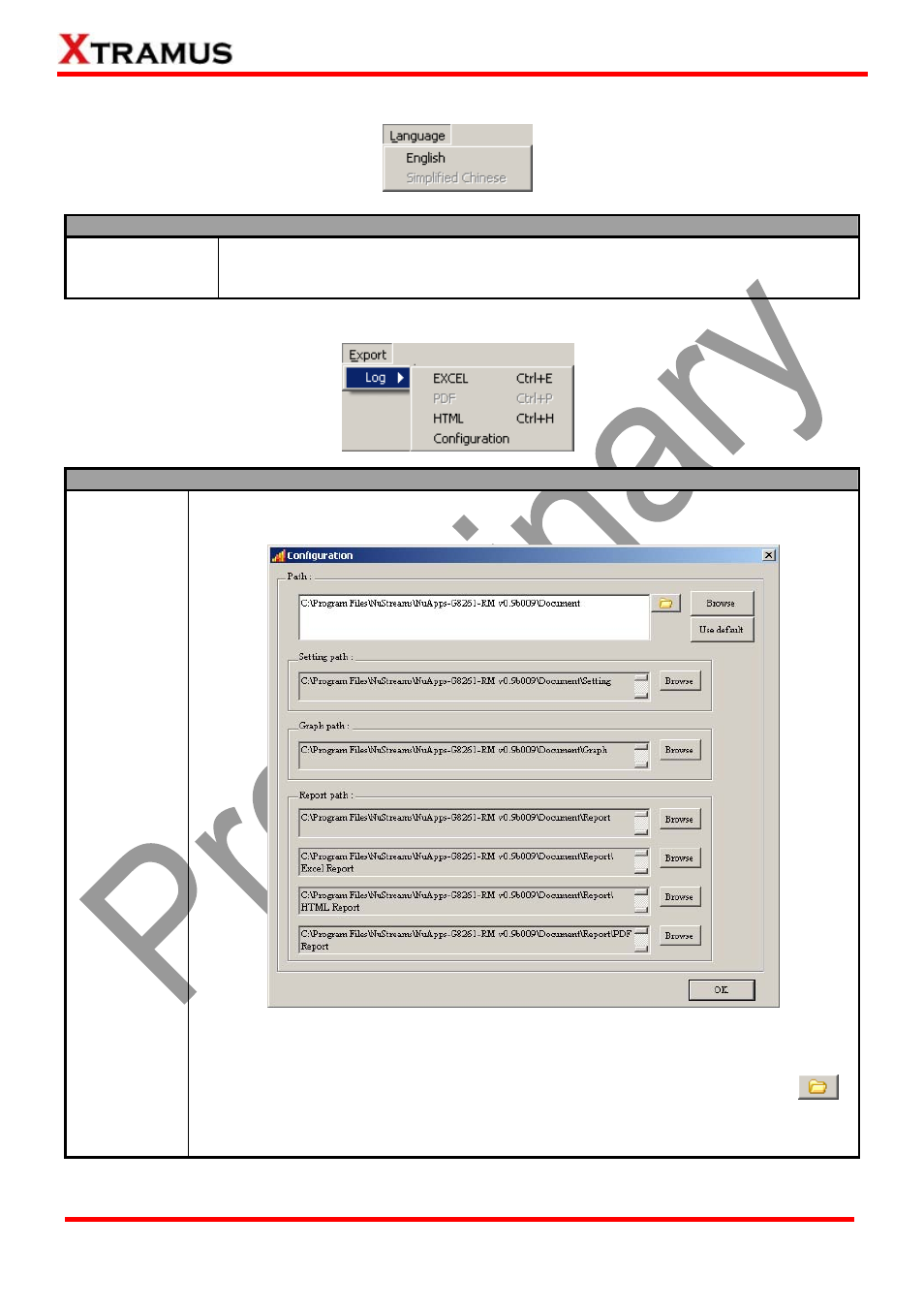 Language, Export | Xtramus NuApps-G8261-RM V1.0 User Manual | Page 22 / 60